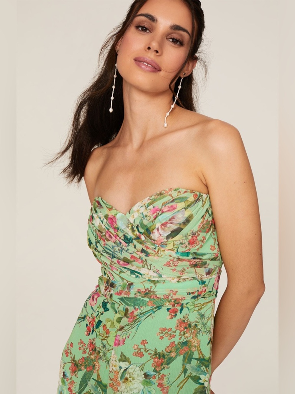 Jay Godfrey Chic Chiffon Lydia Romper Green Floral Garden Party Size 2 XS